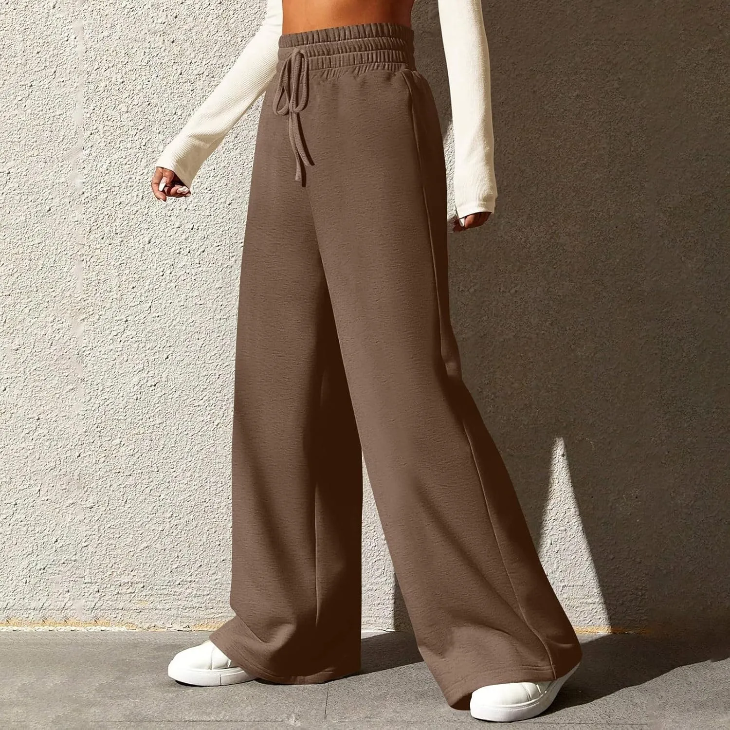 Womens Wide Leg Pants Baggy Drawstring High Waisted Sweatpants Oversized Casual Comfy Joggers with Pockets