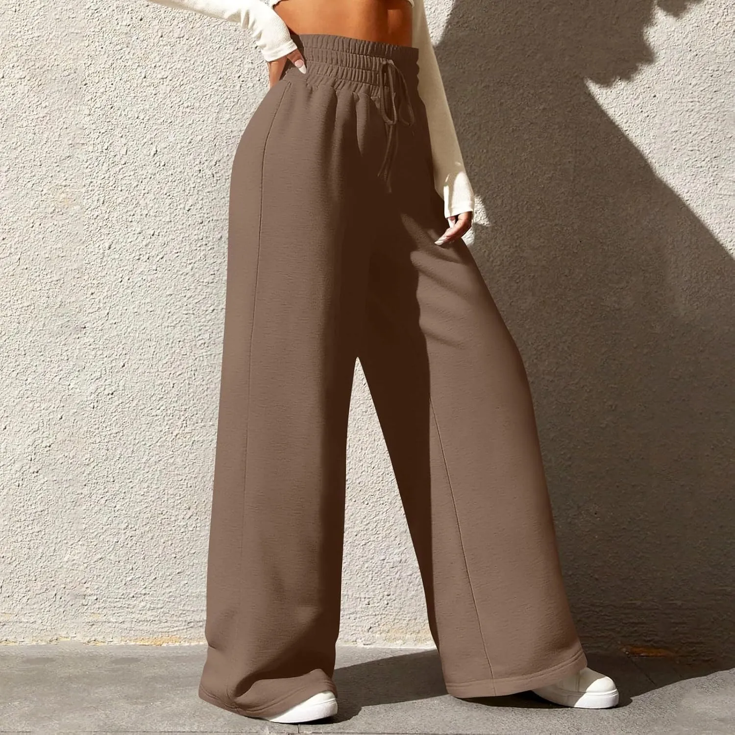 Womens Wide Leg Pants Baggy Drawstring High Waisted Sweatpants Oversized Casual Comfy Joggers with Pockets