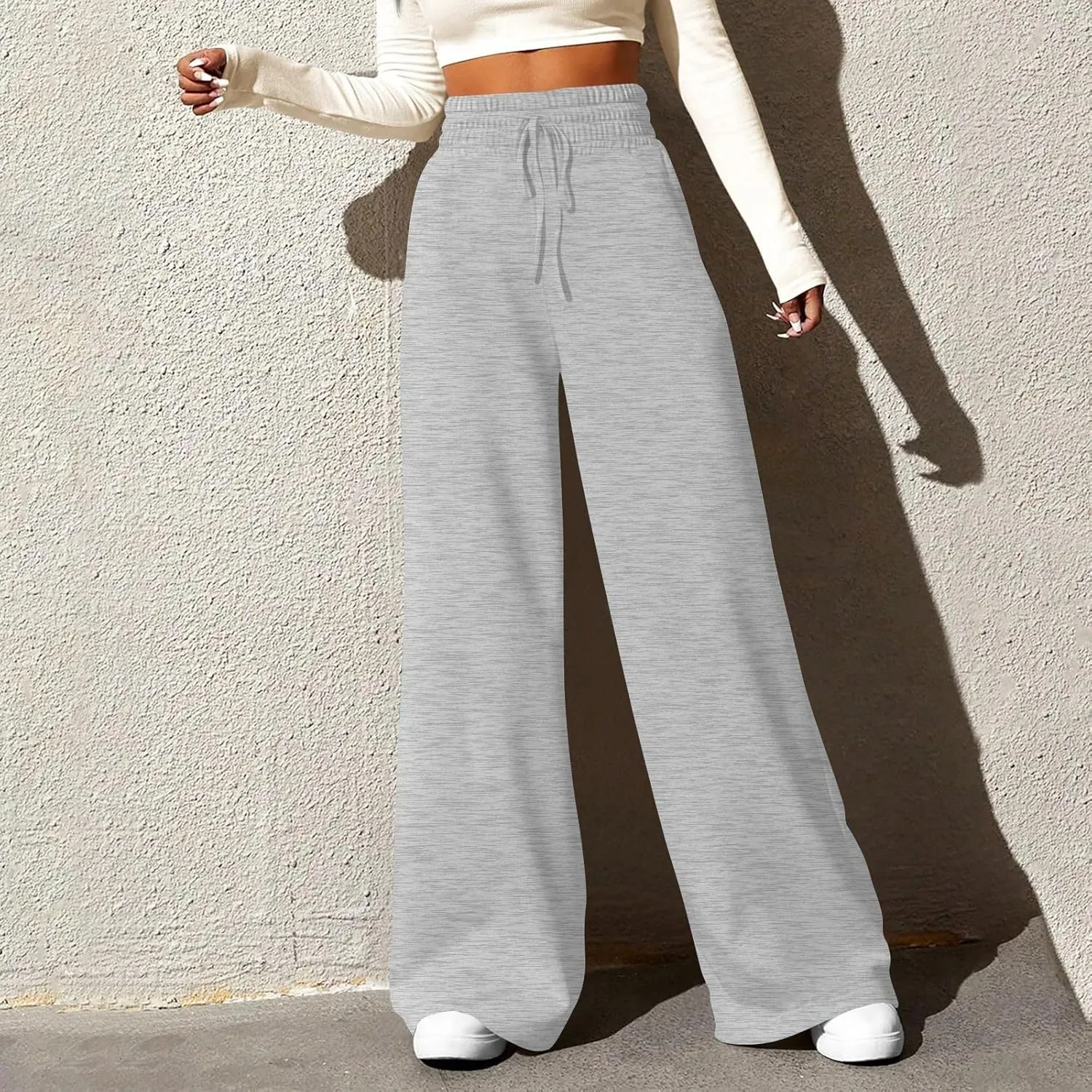 Womens Wide Leg Pants Baggy Drawstring High Waisted Sweatpants Oversized Casual Comfy Joggers with Pockets