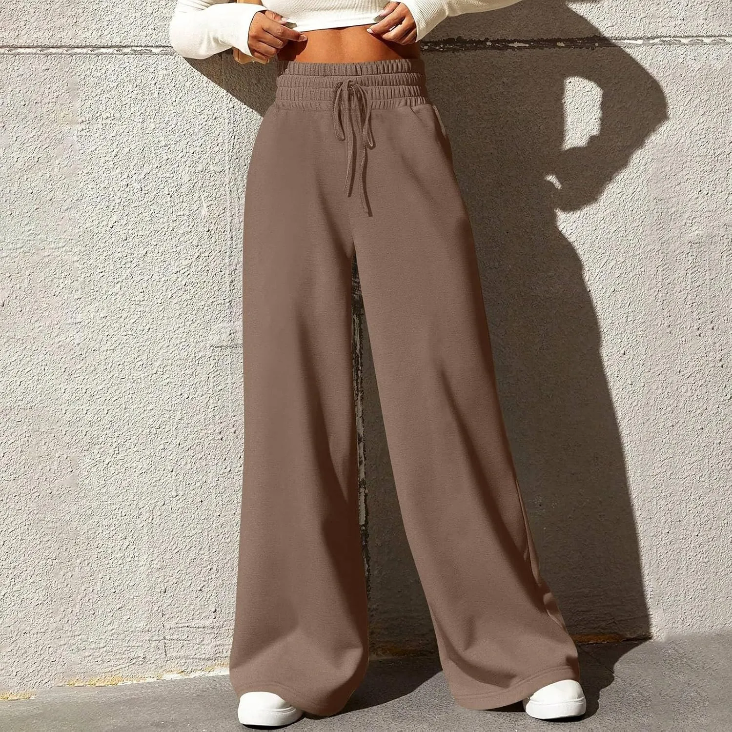 Womens Wide Leg Pants Baggy Drawstring High Waisted Sweatpants Oversized Casual Comfy Joggers with Pockets