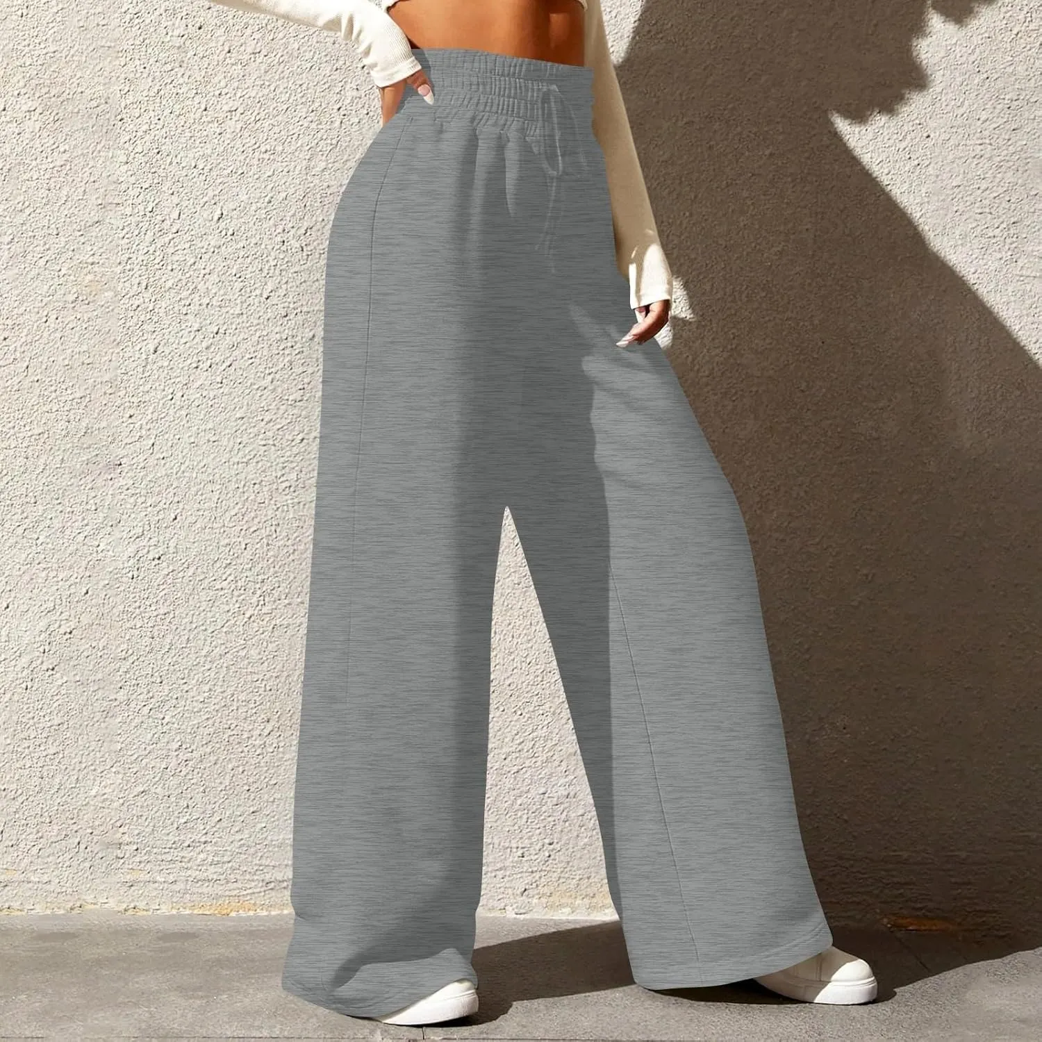 Womens Wide Leg Pants Baggy Drawstring High Waisted Sweatpants Oversized Casual Comfy Joggers with Pockets