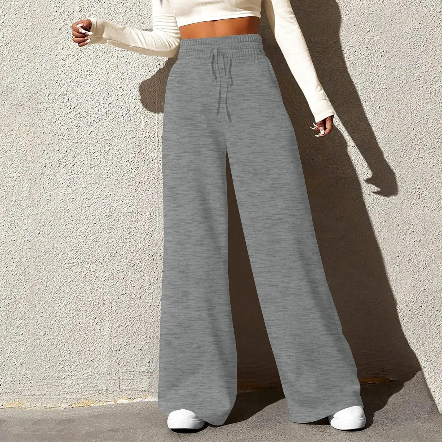 Womens Wide Leg Pants Baggy Drawstring High Waisted Sweatpants Oversized Casual Comfy Joggers with Pockets