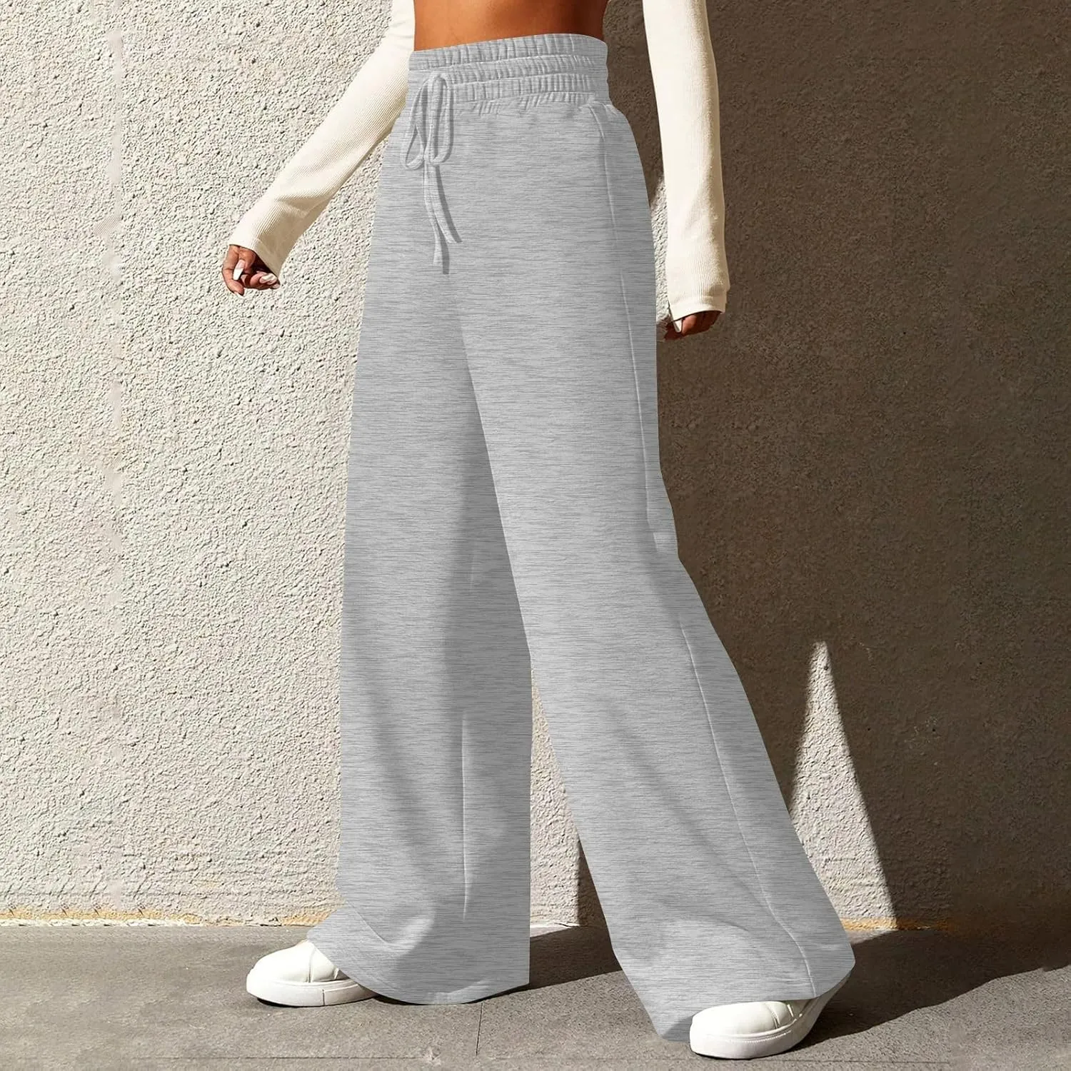 Womens Wide Leg Pants Baggy Drawstring High Waisted Sweatpants Oversized Casual Comfy Joggers with Pockets
