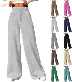 Womens Wide Leg Pants Baggy Drawstring High Waisted Sweatpants Oversized Casual Comfy Joggers with Pockets