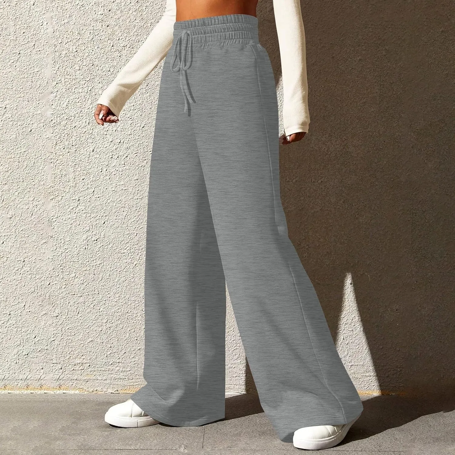 Womens Wide Leg Pants Baggy Drawstring High Waisted Sweatpants Oversized Casual Comfy Joggers with Pockets