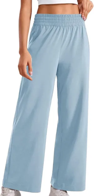 Womens Wide Leg Sweatpants Baggy High Waisted Yoga Pants Lightweight Comfy Casual Lounge Pants with Pockets
