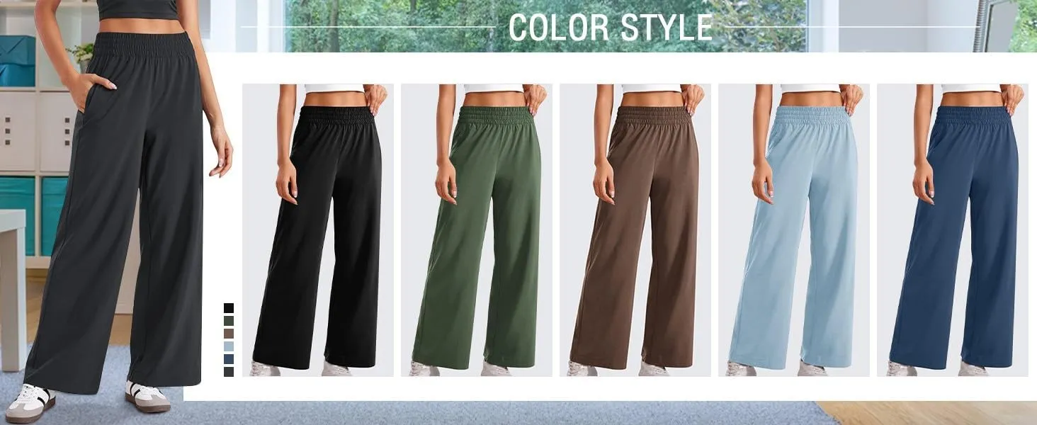 Womens Wide Leg Sweatpants Baggy High Waisted Yoga Pants Lightweight Comfy Casual Lounge Pants with Pockets