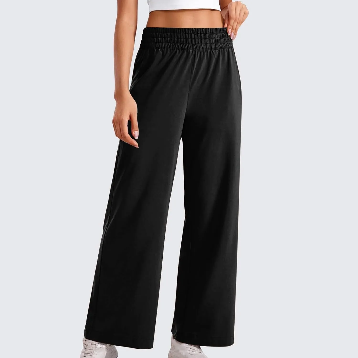 Womens Wide Leg Sweatpants Baggy High Waisted Yoga Pants Lightweight Comfy Casual Lounge Pants with Pockets