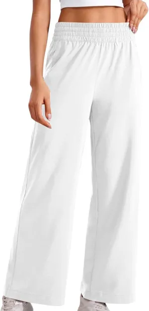 Womens Wide Leg Sweatpants Baggy High Waisted Yoga Pants Lightweight Comfy Casual Lounge Pants with Pockets
