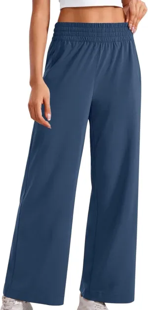 Womens Wide Leg Sweatpants Baggy High Waisted Yoga Pants Lightweight Comfy Casual Lounge Pants with Pockets