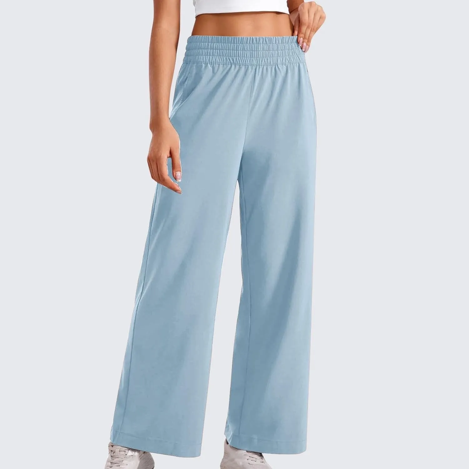 Womens Wide Leg Sweatpants Baggy High Waisted Yoga Pants Lightweight Comfy Casual Lounge Pants with Pockets