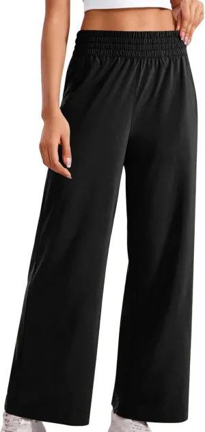 Womens Wide Leg Sweatpants Baggy High Waisted Yoga Pants Lightweight Comfy Casual Lounge Pants with Pockets