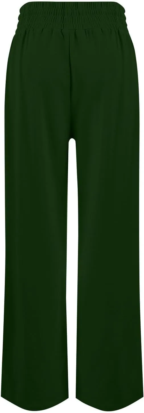 Womens Wide Leg Sweatpants Baggy Lounge Pants with Pockets Casual Comfy Drawstring High Waisted Fleece Joggers