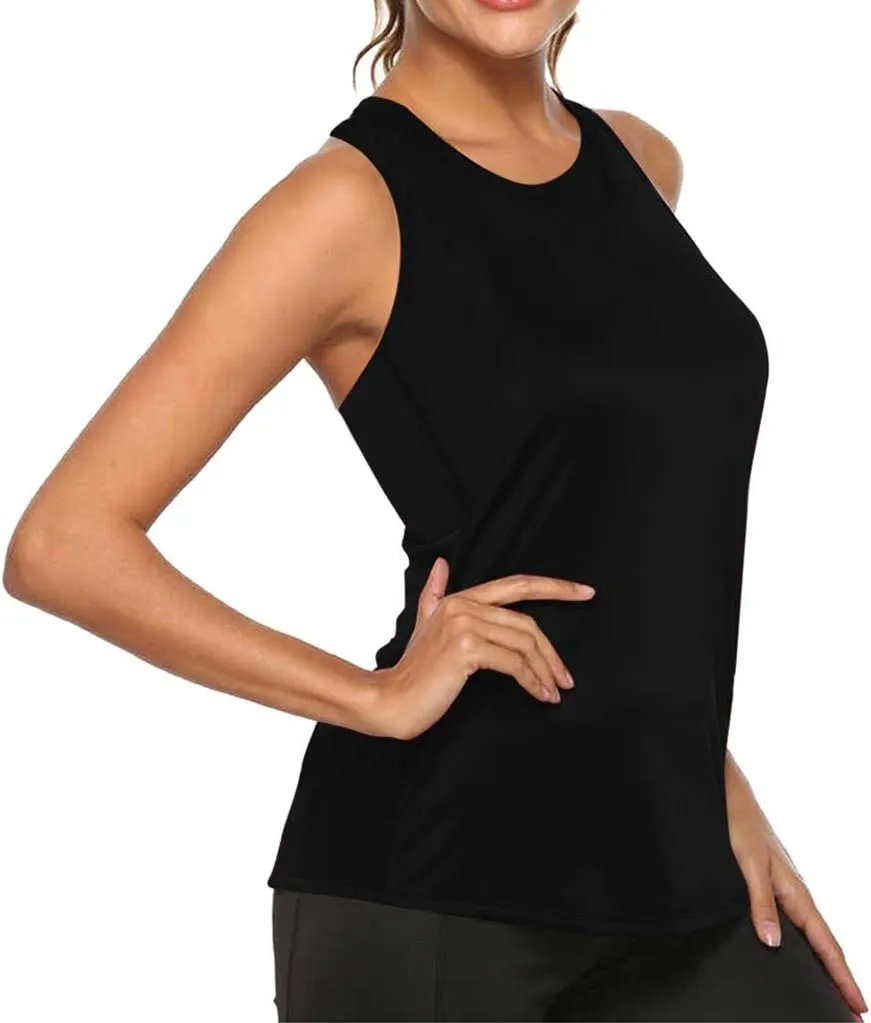 Women's Workout Tank Tops Loose Fit Yoga Shirts Quick Dry Racerback Lightweight Athletic Gym Running Sleeveless Tops