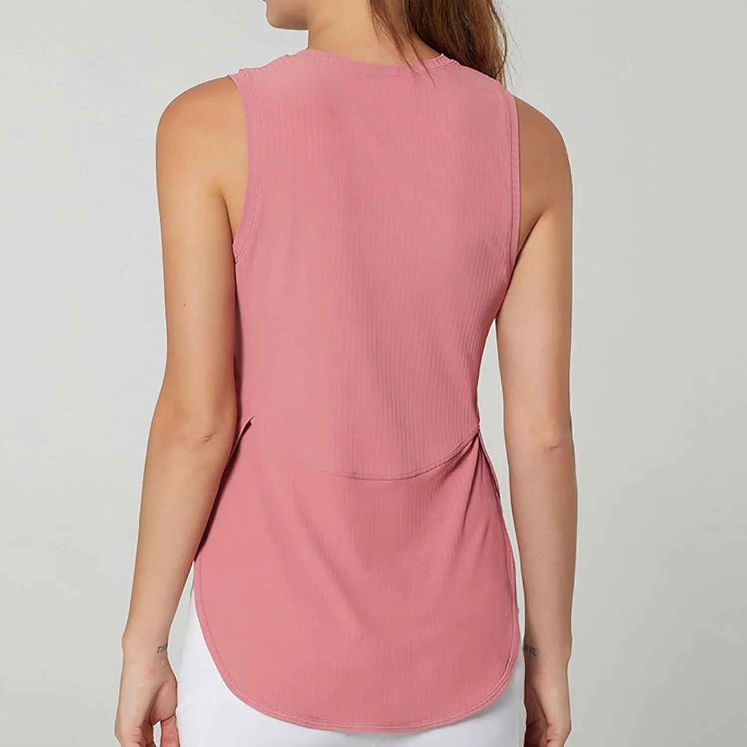 Workout Tank Tops for Woman Quick Dry Running Athletic Tanks High Low Hem Side Slit Yoga Vest Sports Exercise Tops