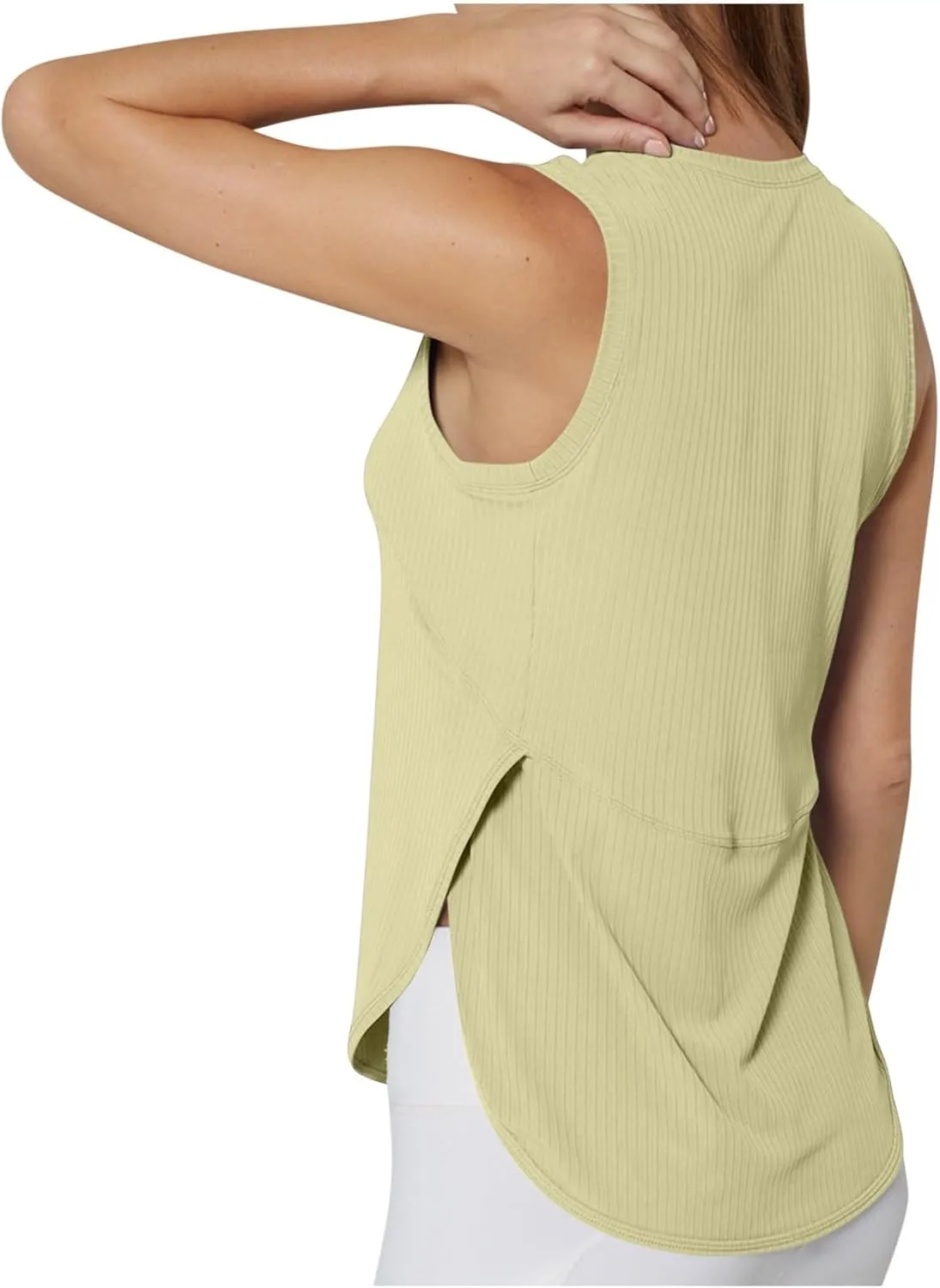 Workout Tank Tops for Woman Quick Dry Running Athletic Tanks High Low Hem Side Slit Yoga Vest Sports Exercise Tops