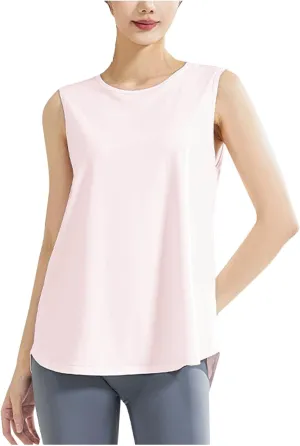 Workout Tank Tops for Women 2025 Sleeveless Athletic Yoga Gym Tank Tops Solid Color Quick Dry Loose Sports Shirts