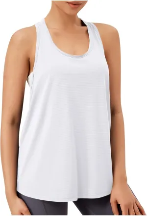 Workout Tank Tops for Women Racerback Quick Dry Sleeveless Shirts Casual Solid Loose Fit Blouses for Running Yoga