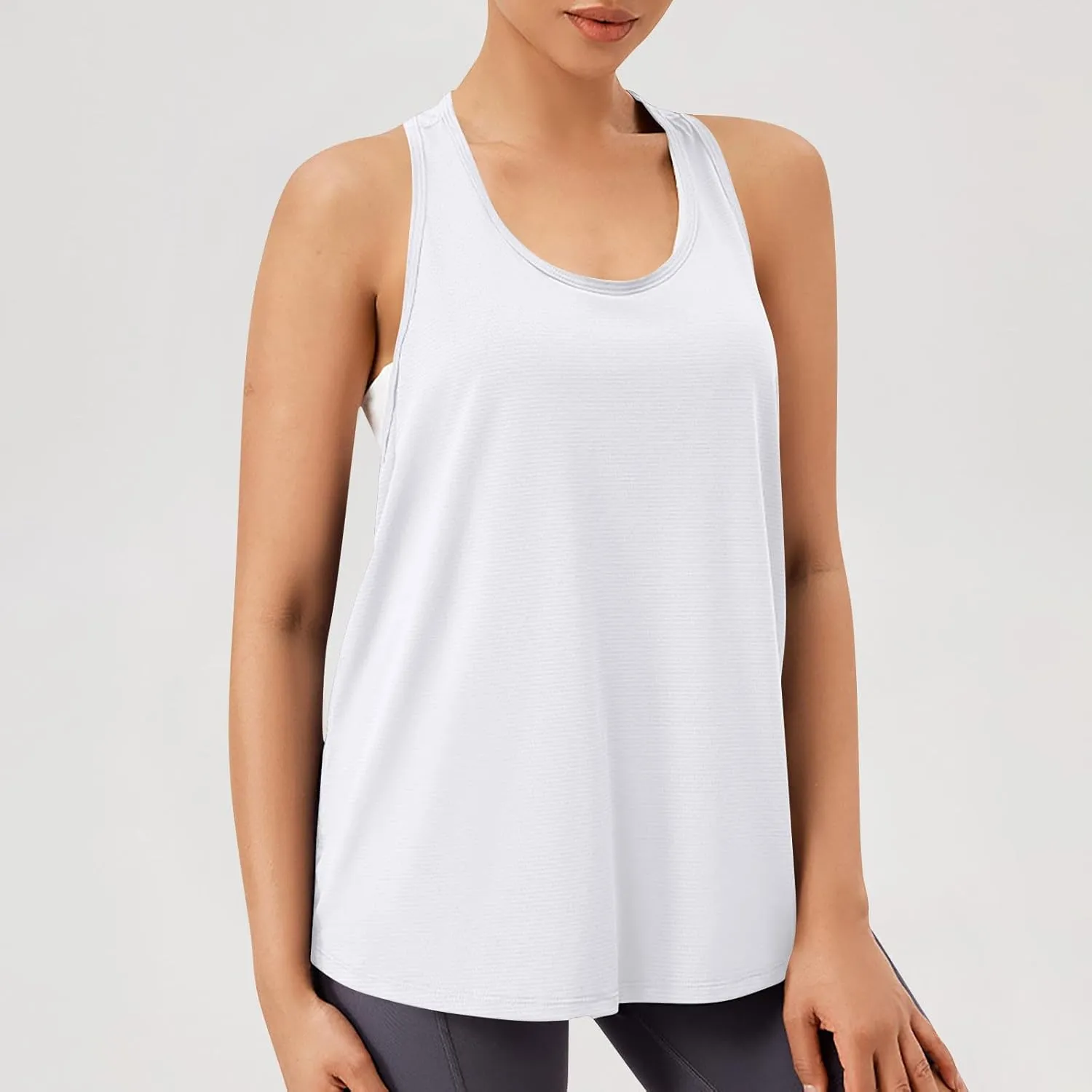 Workout Tank Tops for Women Racerback Quick Dry Sleeveless Shirts Casual Solid Loose Fit Blouses for Running Yoga