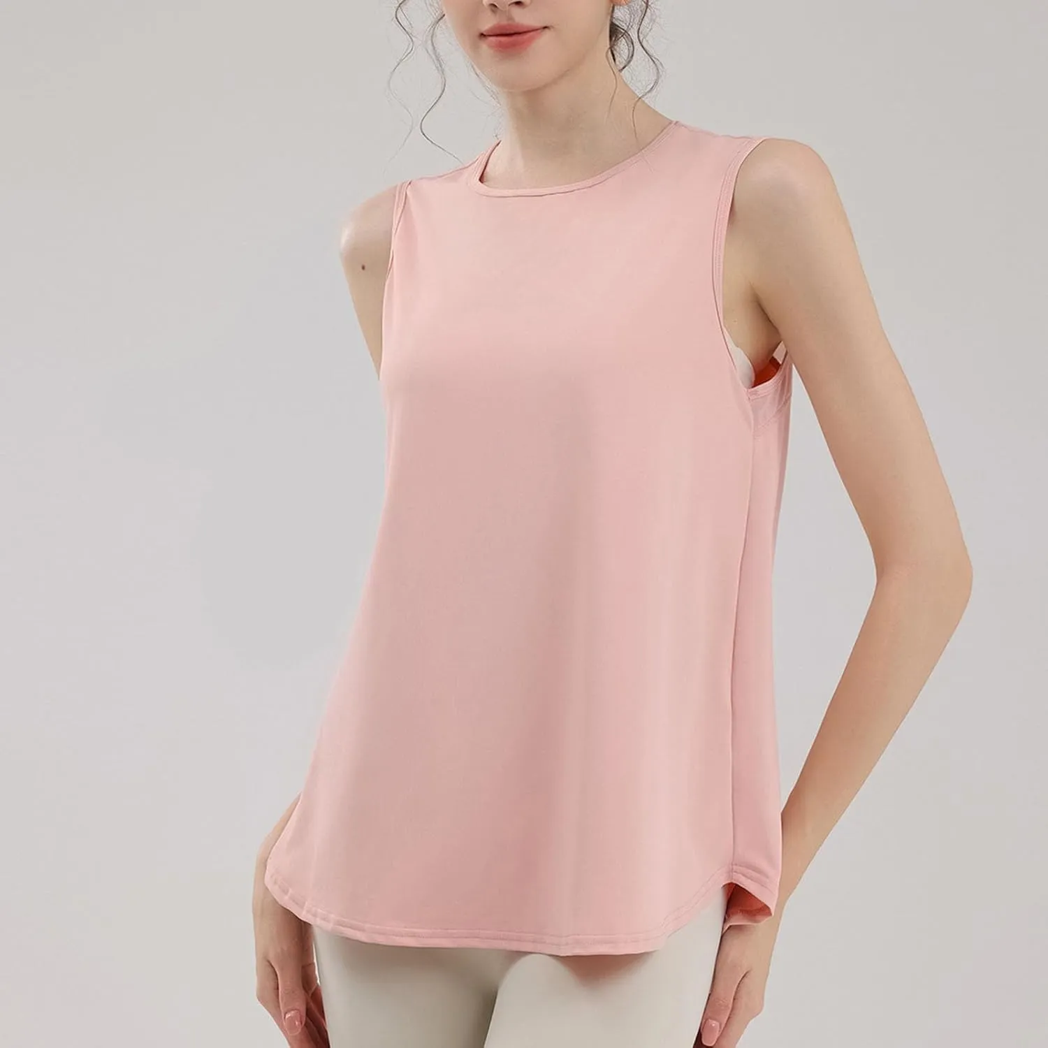 Workout Tank Tops for Women Sleeveless Athletic Yoga Gym Tees Quick Dry Loose Sports Shirts Mesh Back Pleated Top