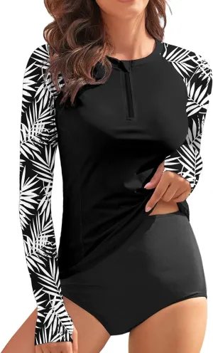 WOWENY Women's Rash Guard UPF 50  Long Sleeve Swim Shirts Thumb Holes UV Sun Protection Bathing Suit Swimsuit No Bottoms&Bras