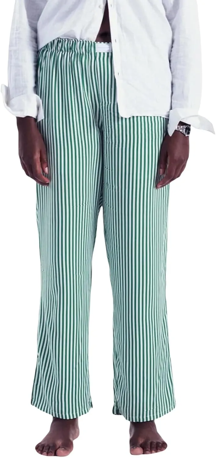 XBTCLXEBCO Women Y2K Striped Lounge Pants Elastic Waist Straight Wide Leg Pajama Bottoms Casual Going Out Trousers Pants