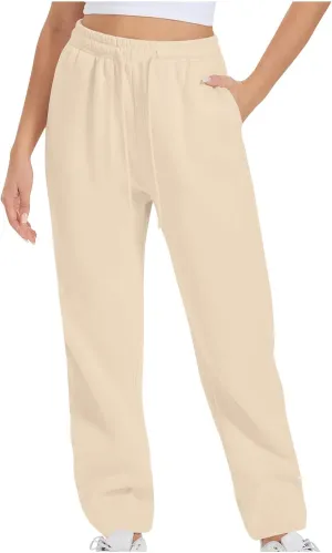 Xiaojmake Active Sweatpants for Women Casual High Waisted Straight Sport Joggers Cozy Loungewear Workout Baggy Lounge Trouser