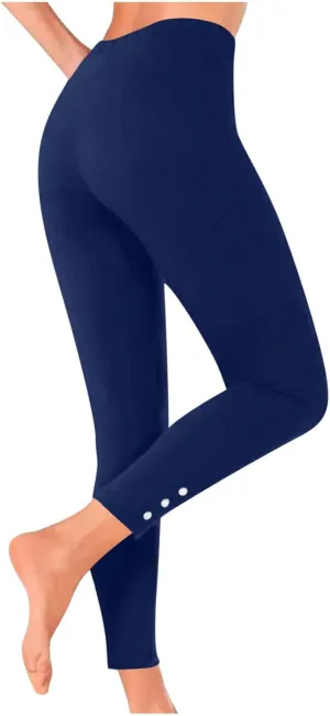 Xiaojmake Cinched Ankle Leggings with Button Accents Tummy Control High Waist Yoga Pants Athletic Yoga Leggings Loungewear