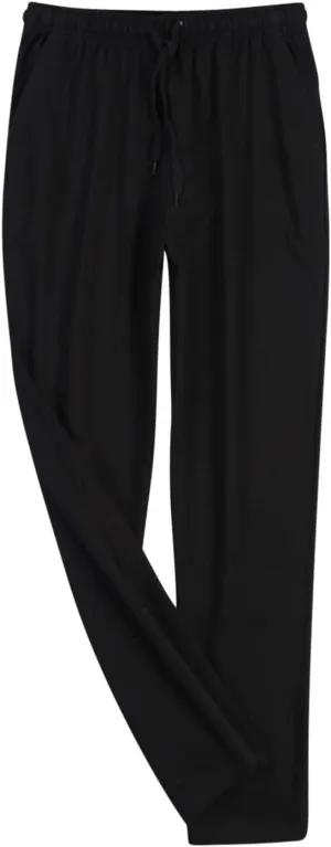 Xiaojmake Men's Casual Pants Solid Loose Fit Elastic Waist Lounge Pants Cotton Modal Sleepwear Jersey Knit Pajama Pants