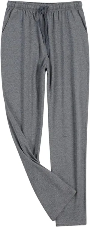 Xiaojmake Men's Casual Pants Solid Loose Fit Elastic Waist Lounge Pants Cotton Modal Sleepwear Jersey Knit Pajama Pants