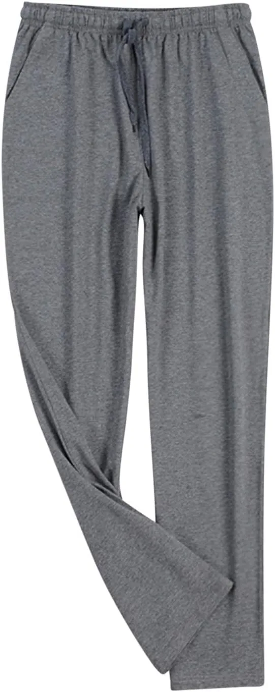 Xiaojmake Men's Casual Pants Solid Loose Fit Elastic Waist Lounge Pants Cotton Modal Sleepwear Jersey Knit Pajama Pants