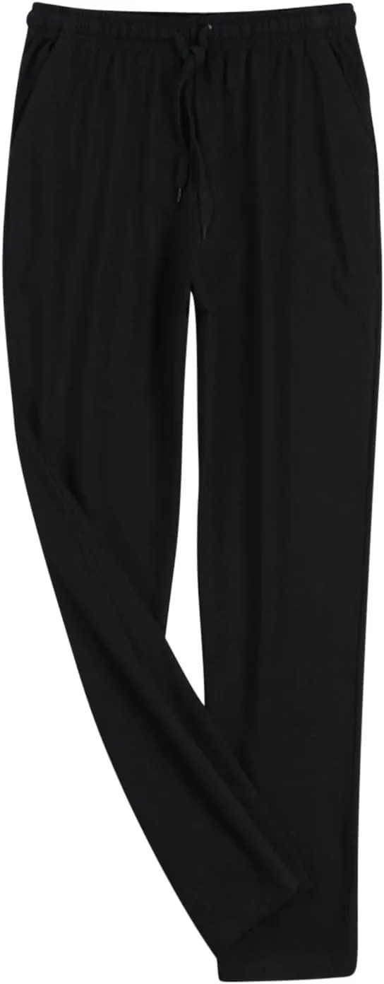 Xiaojmake Men's Casual Pants Solid Loose Fit Elastic Waist Lounge Pants Cotton Modal Sleepwear Jersey Knit Pajama Pants