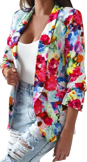 XUETON Womens Casual Blazers Oversized Long Sleeve Lightweight Open Front Pocketed Office Work Dressy Boyfriend Blazer Jacket