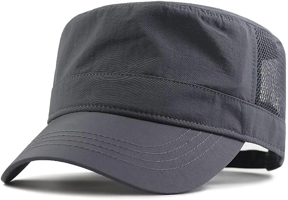 XXL 62-65 cm Flat Top Style Army Cap,Oversize Quick-Drying Breathable Mesh Hat