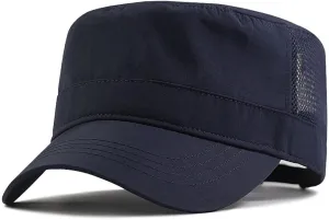 XXL 62-65 cm Flat Top Style Army Cap,Oversize Quick-Drying Breathable Mesh Hat