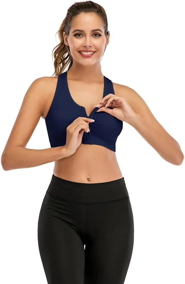 YEYELE Medium Support and Removable Pad Tank Top Racerback Post Surgery Sports Bras for Women