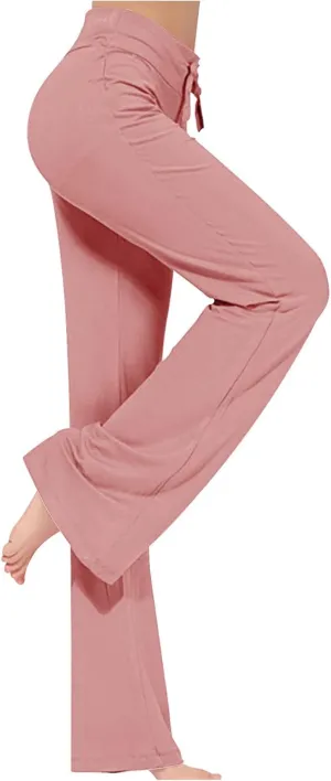 Yoga Pants Women Drawstring Elastic High Waist Wide Leg Modal Pants Comfy Casual Loungewear Pajama Pants
