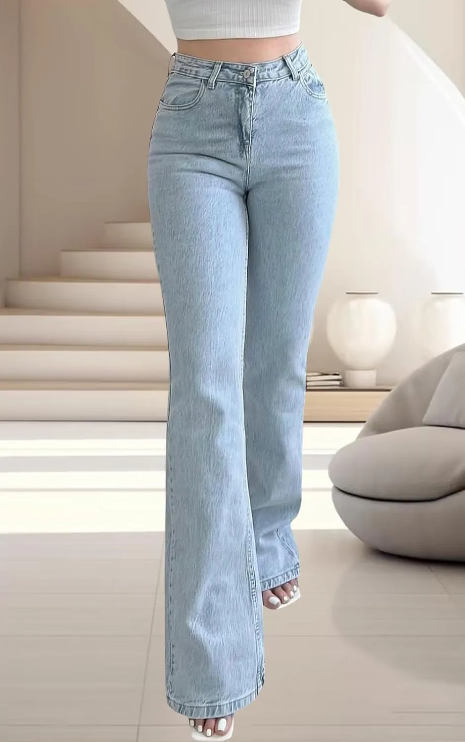 ZERMOM Women's Flare Jeans Mid Rise Bell Bottom Denim Pants