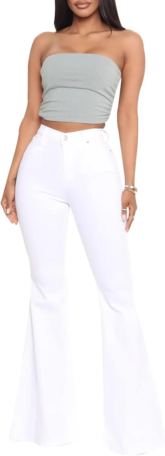 ZERMOM Women's Flare Jeans Mid Rise Bell Bottom Denim Pants