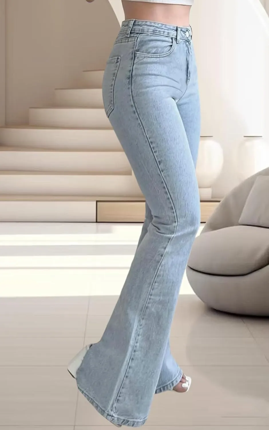 ZERMOM Women's Flare Jeans Mid Rise Bell Bottom Denim Pants