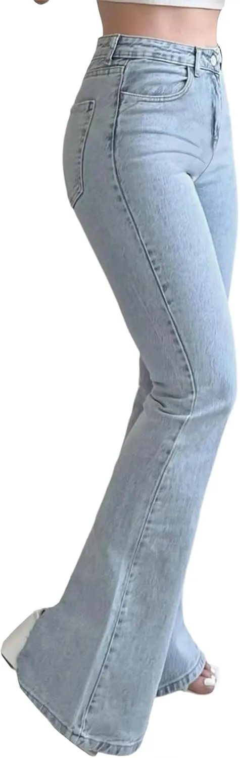 ZERMOM Women's Flare Jeans Mid Rise Bell Bottom Denim Pants