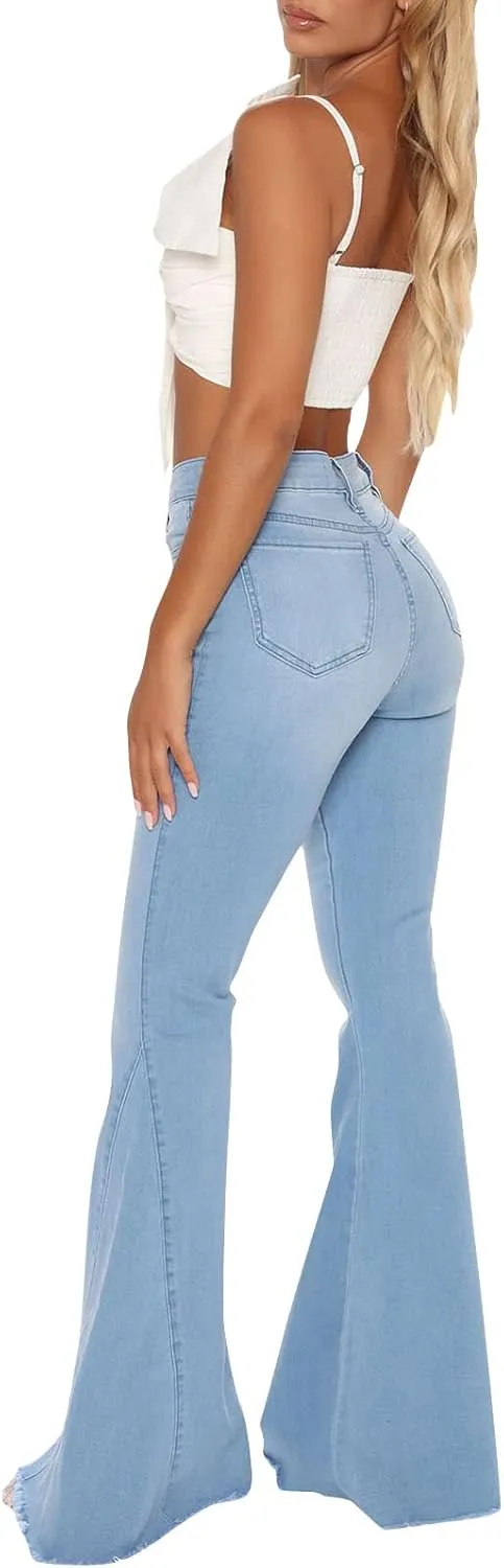 ZERMOM Women's Flare Jeans Mid Rise Bell Bottom Denim Pants